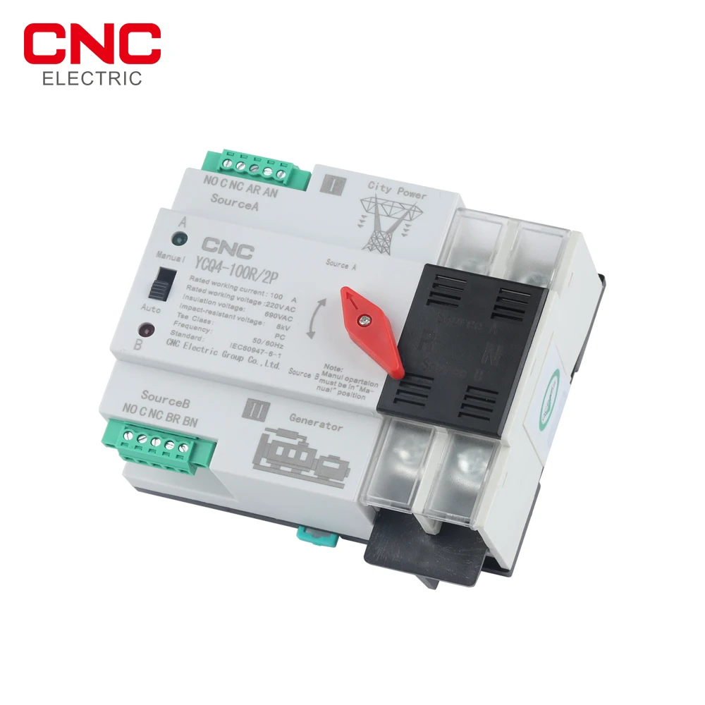 CNC Din Rail ATS Mini podwójna moc automatyczny przełącznik transferu przełącznik przetworników, przełączniki elektryczna nieprzerwana moc 63A/100A