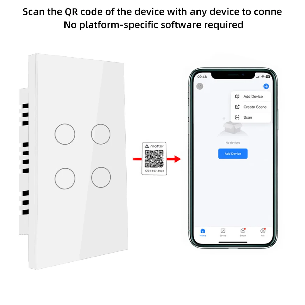 Matter Thread Light Wall Switch WiFi Smart Touch Sensor Remote Control ,Alexa Homekit SmartThings Google Home Siri Alexa