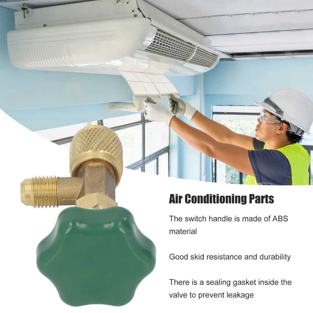 Copper + ABS Refrigerant Tank Valve 1/4in SAE Green Refrigerant Can Tap Valve Leak Proof for CT-341