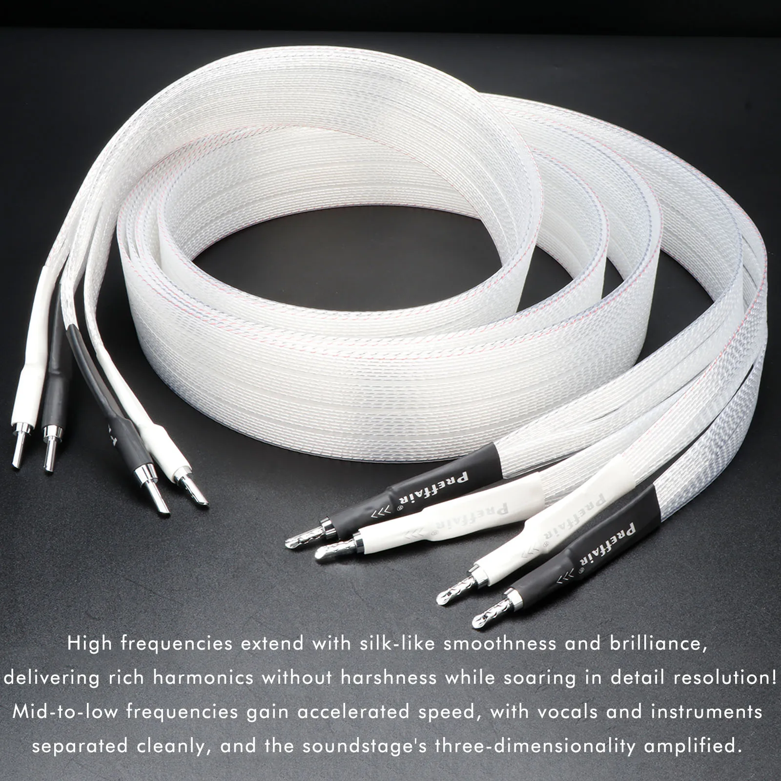 كابل مكبر الصوت Hifi OCC مكبرات الصوت المطلية بالفضة 2 إلى 2/4 كابلات مكبر الصوت المطلية بالروديوم الموز التدريع المزدوج