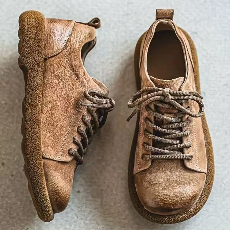 

Men's shoes 2026 youth sports and leisure retro driving board shoes thick soled non slip casual leather shoes