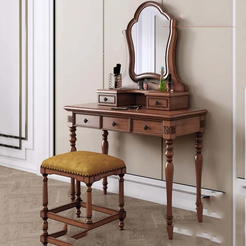 Brown Makeup Dresser, Drawers Stool Design, Nordic Wooden Luxury Style, Storage Modern Comoda Pra Quarto Furniture