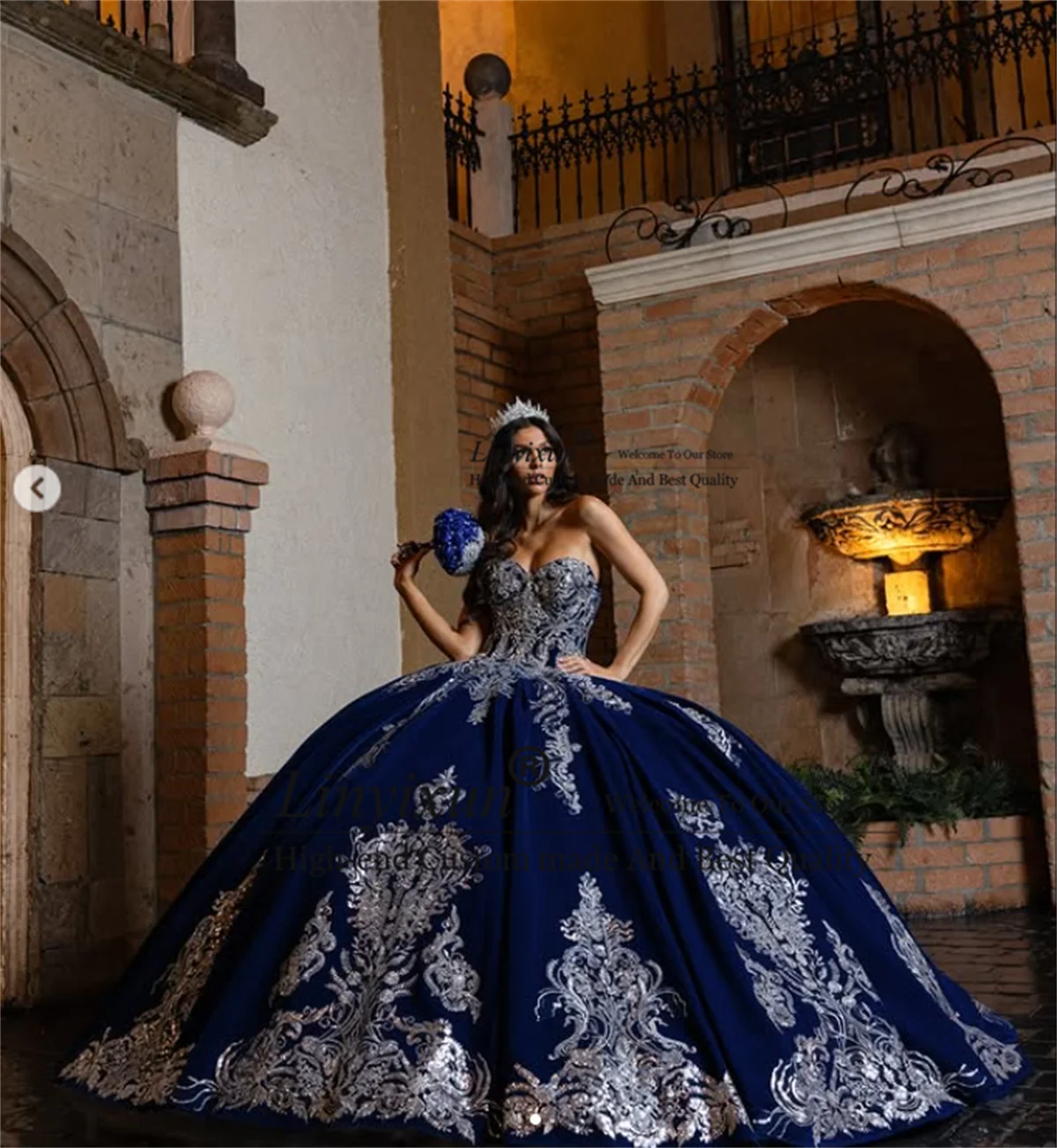 

Кружевное платье принцессы с аппликацией Quinceanera, бальное платье без рукавов, Vestido De 15 Anos, милые платья в мексиканском стиле на день рождения 16 лет