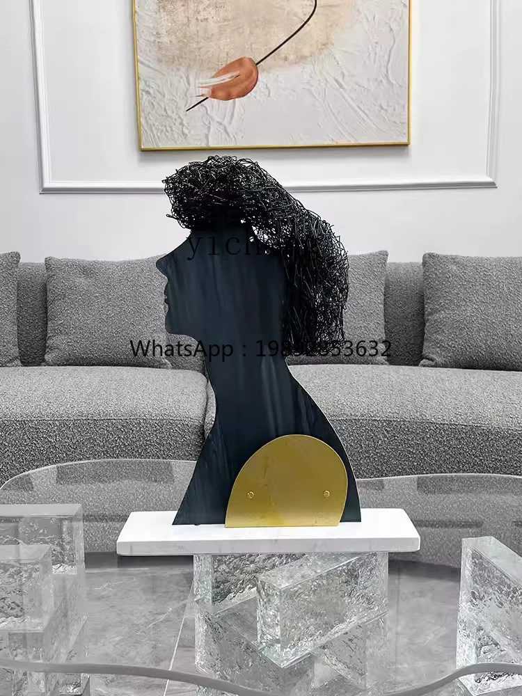 

X-28 modern creative metal art head ornament desktop home abstract sculpture soft decoration