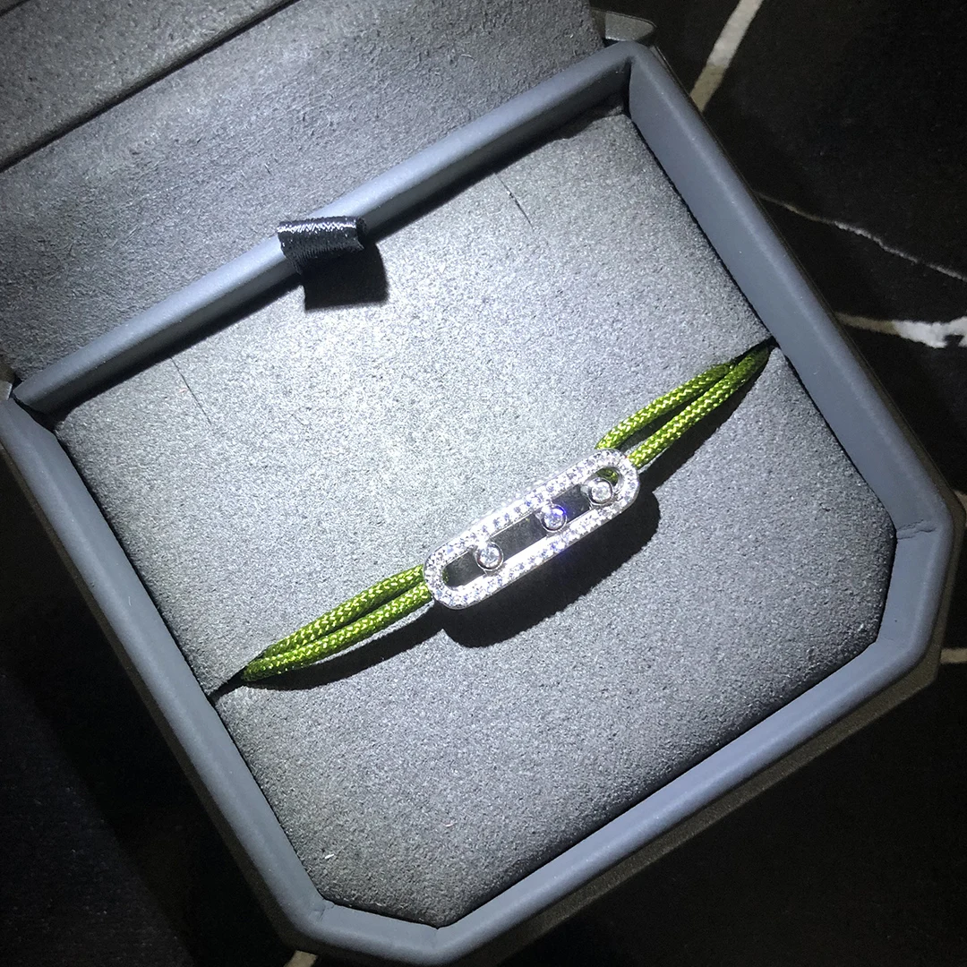 Moda 925 prata esterlina incrustada design corda ajustável casal pulseira da sorte.