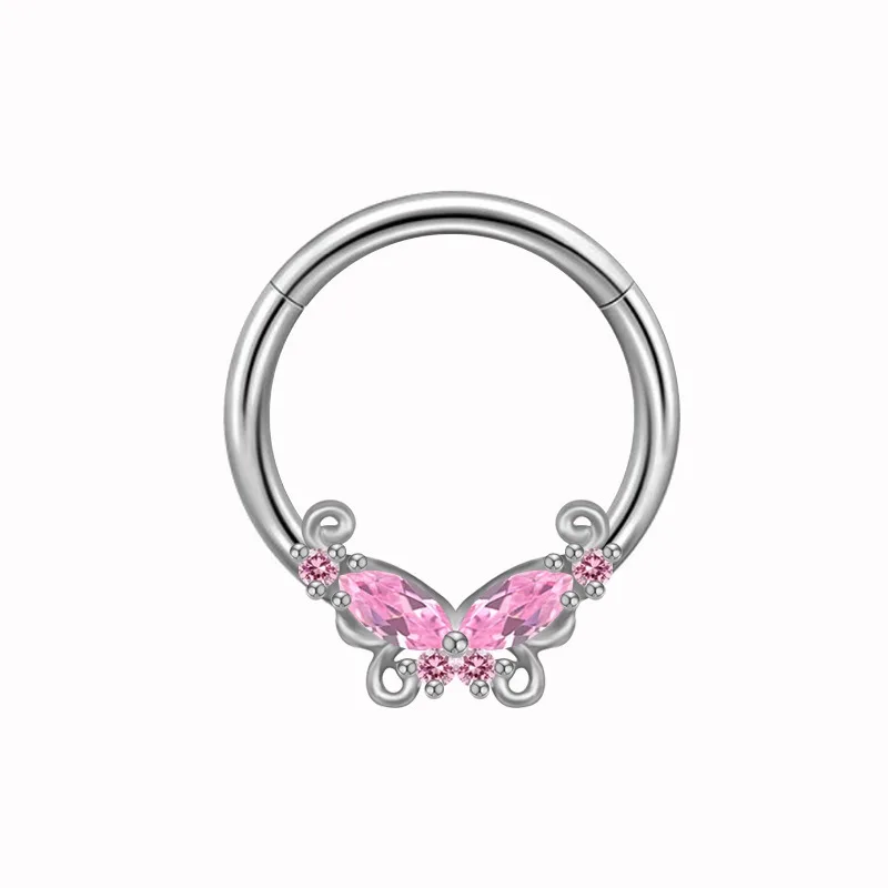 1piece Devil Nipple Piercings Heart Sun Bow Zircon Nose Ring Human Body Puncture Jewelry Niche Personalized Milk Ring