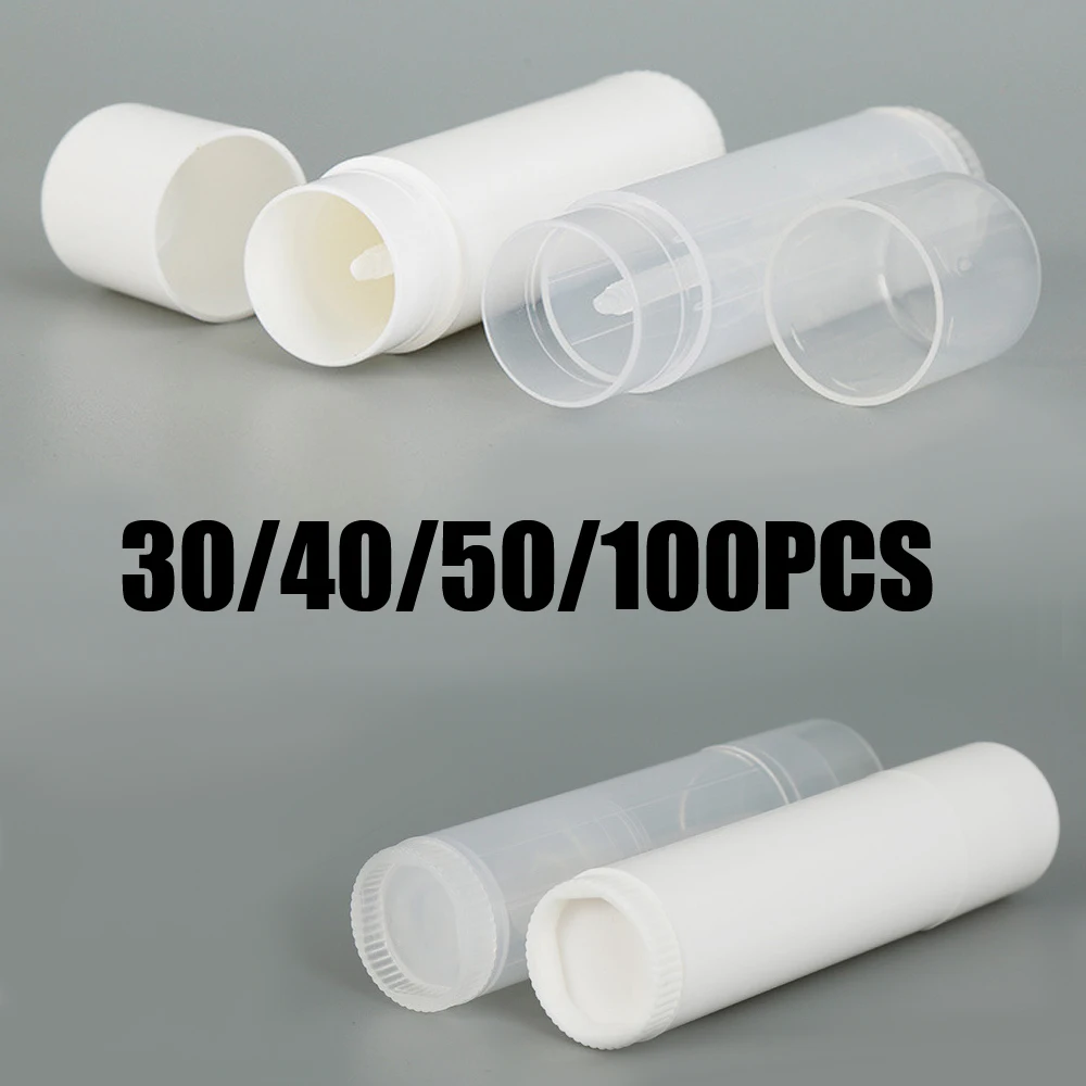 30-100Pcs 5ml Empty Lipstick Container Transparent White Lip Balm Tubes Jars Portable Cosmetics Separate Bottlings for Travel