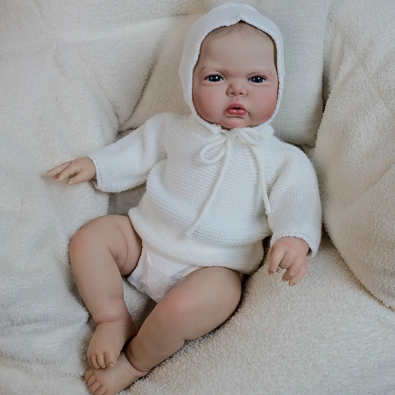 19インチ（48cm）コットンボディのベビードール、ピクルスアウェイク、リアルなリボーンドール、ペイントヘア