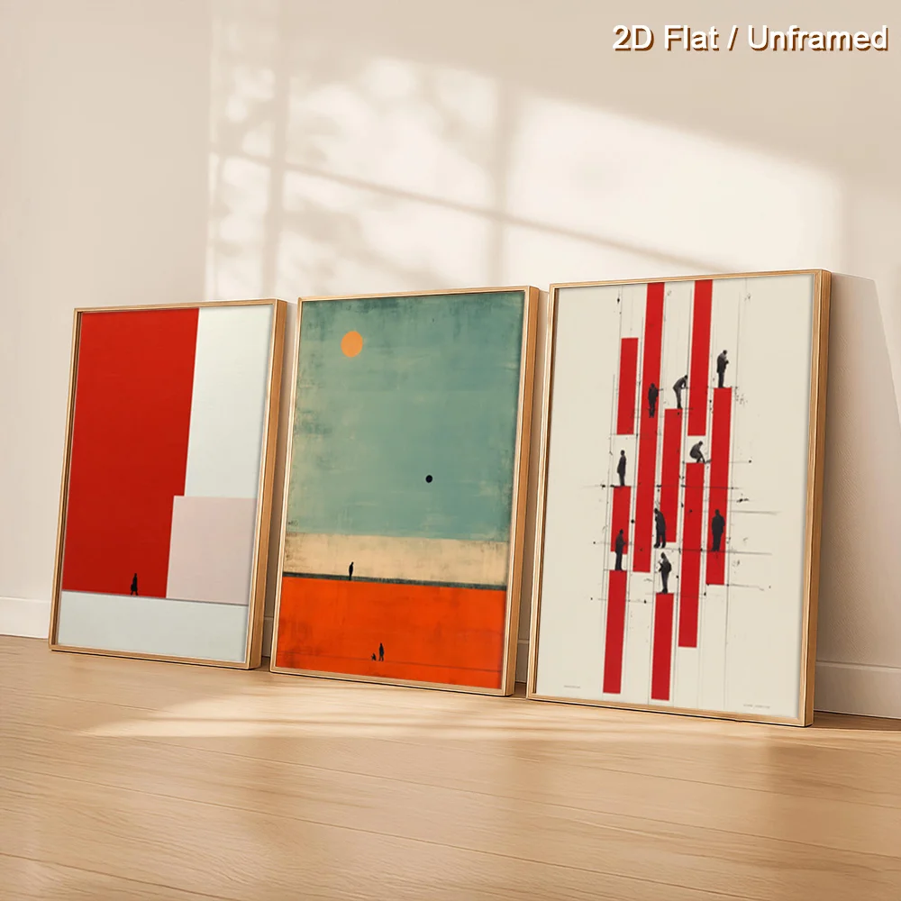 （NoFranme 3PCS）-2D Flat, 2D Flat, Set of Three Unframed Abstract Artworks for Wall Decoration, Featuring a Contemporary Desig