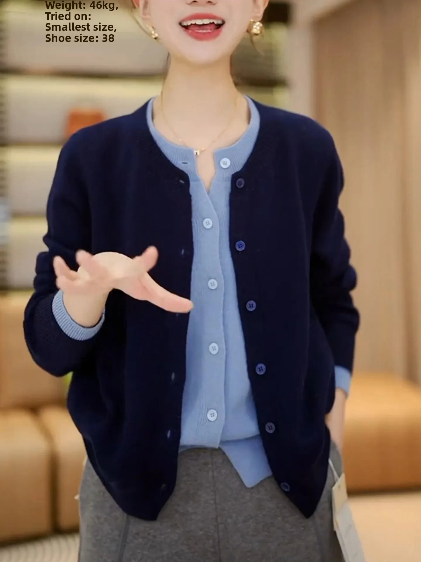 

Comfortable Knitted Long Sve round Ne Sweater Unique Women's Faion Piece Autumn New Sle Color Open Cardigan