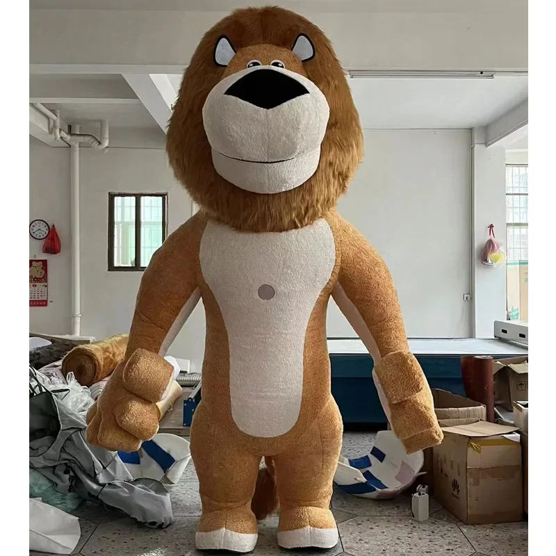 Riesiges Aufblasbares Löwen-Maskottchen-Kostüm für Erwachsene Cartoon Madagascar Tier Ausgefallene Aufblasbare Outfits für Halloween Werbeveranstaltungen