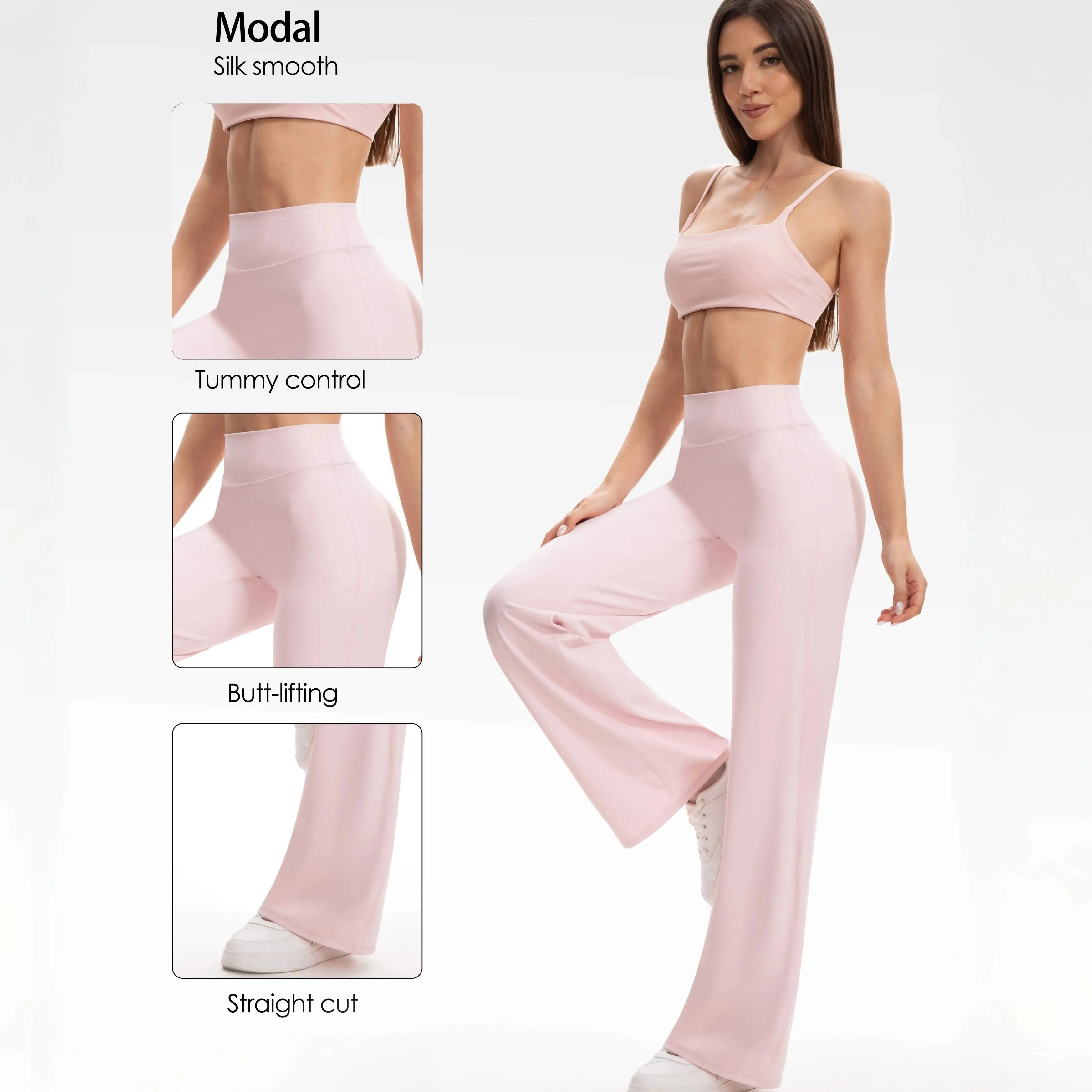 Women High Waist Flare Yoga Pants Butt Lifting Soft Naked Feeling Stretch Bootcut Gym Workout Trousers