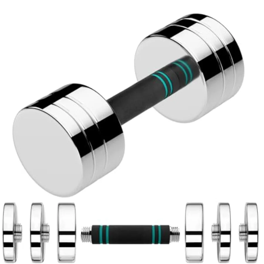 

LIFERUN Single Steel Adjustable Dumbbell 5/10/15lb Free Weight with Non-Slip Foam Handle for Home Gym Office Exercise Silver