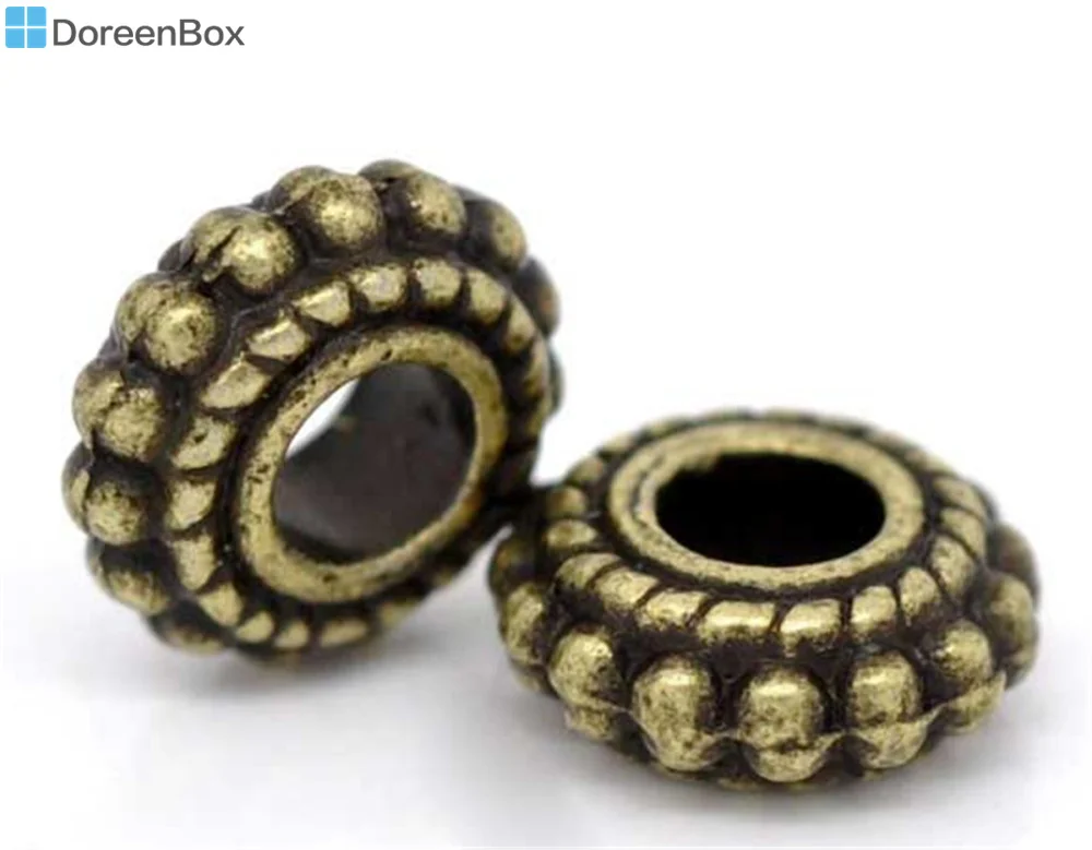 100Pcs Metal Wheel Shape Spacer Beads Bronze Tone 8x3mm Large Hole Bead Connectors For Bracelet Necklace DIY Jewelry Making Gift