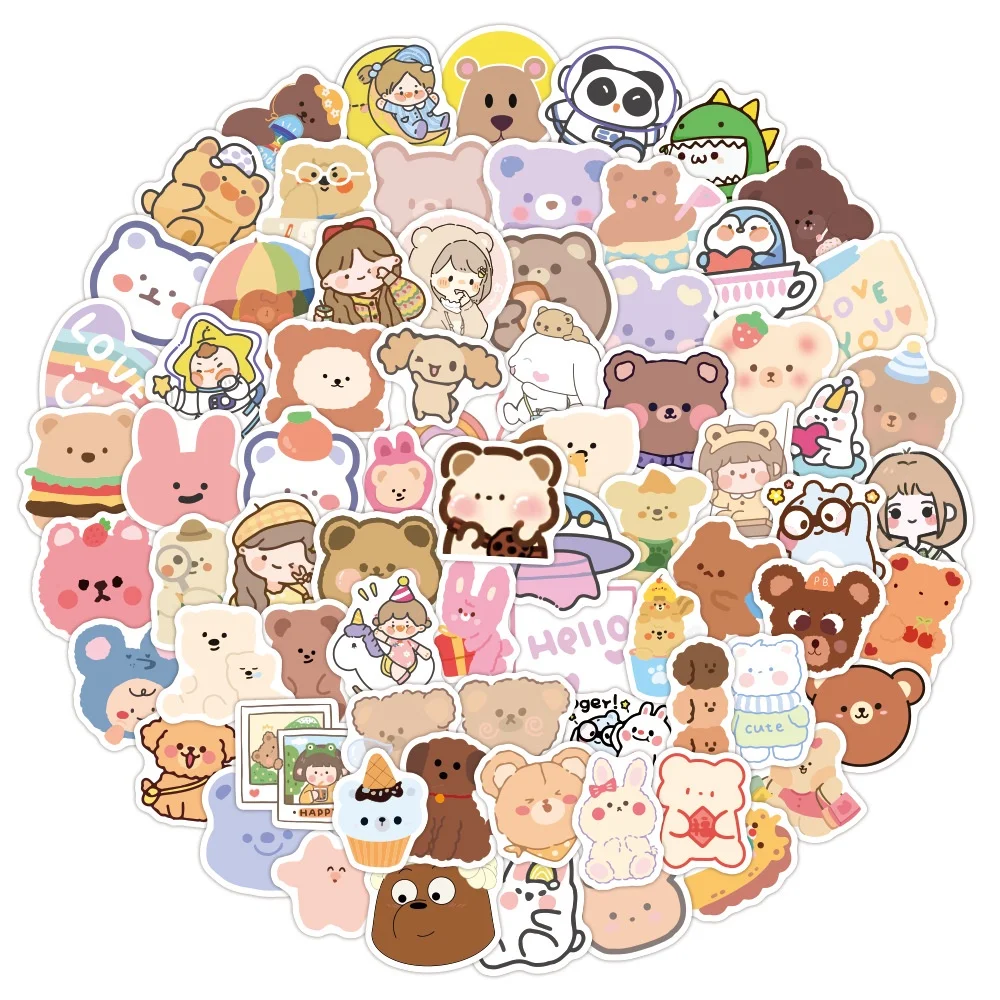 

100/50PCS Cartoon Cute Bear Waterproof Graffiti Stickers For Bicycle Laptop Suitcase Stationery Decal LanLanStickersWorld Store