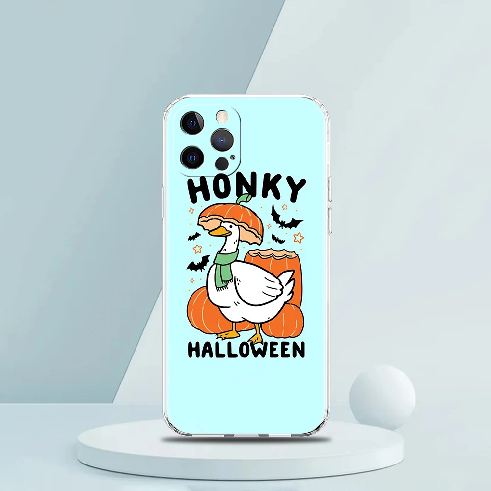 Cartoon Cute Goose Game Transparent Silicone Phone Case For iPhone 15 14 13 12 11 Pro Max X XR 8 7 Plus SE2020 XS Max Shell Bags