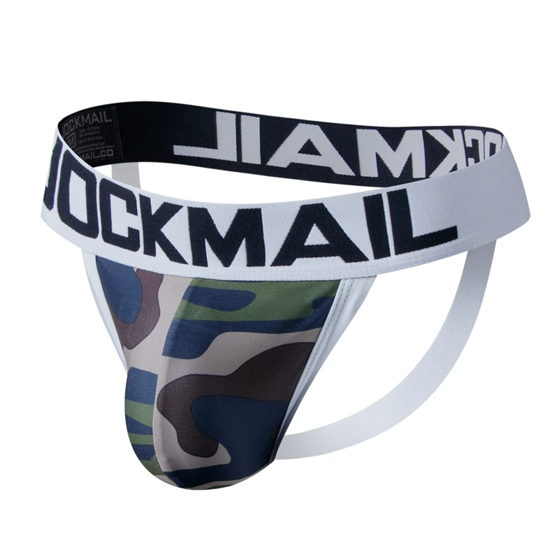 JOCKMAIL Sexy men Underwear Jockstrap Camouflage ice silk  tanga hombre string homme slip Cueca thong Mens briefs Gay Underwear