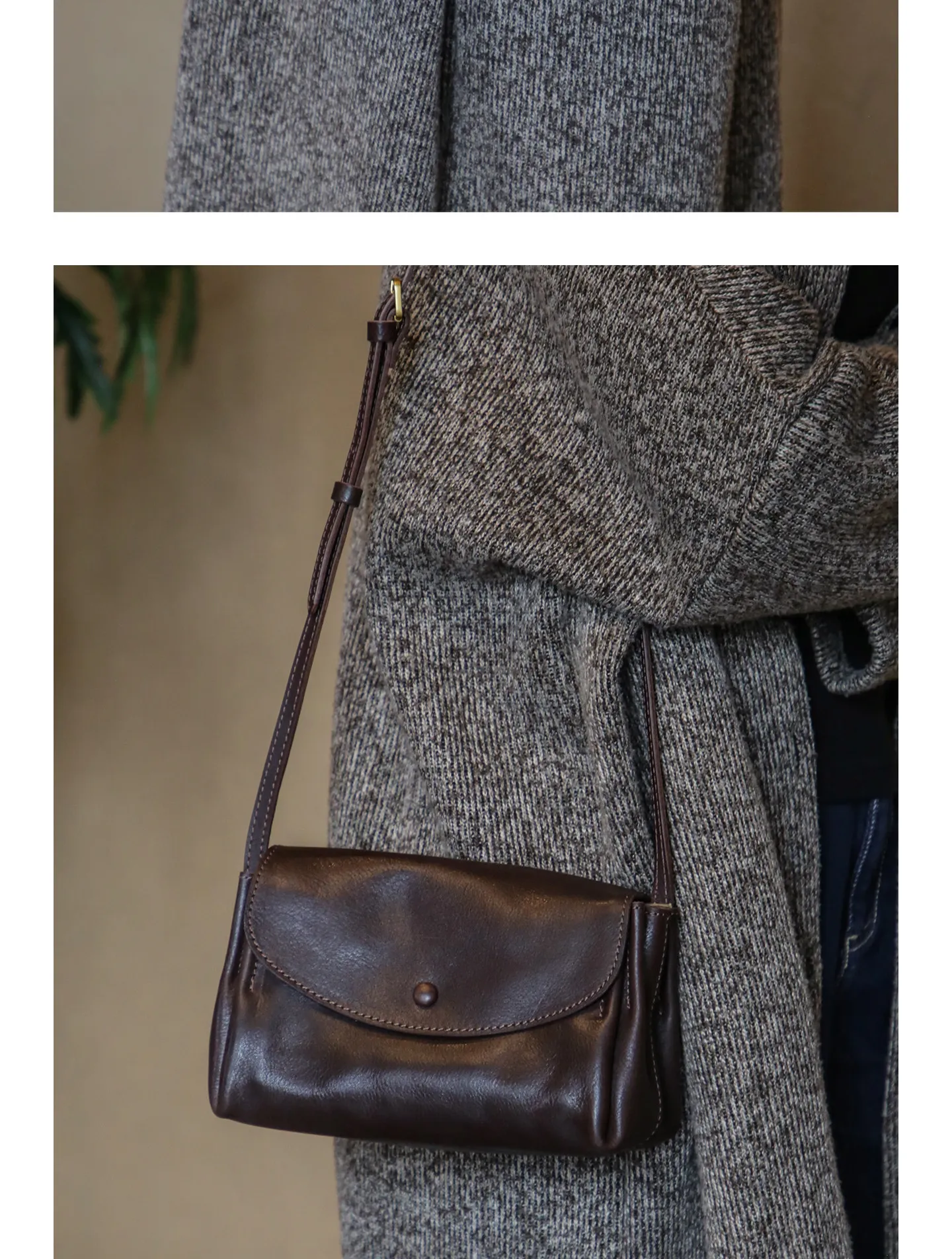PNDME einfache Vintage-Umhängetasche aus Rindsleder für Damen, Freizeit-Designer-Umhängetasche aus echtem Leder, handgefertigt, kleine Umhängetasche – Detail 6