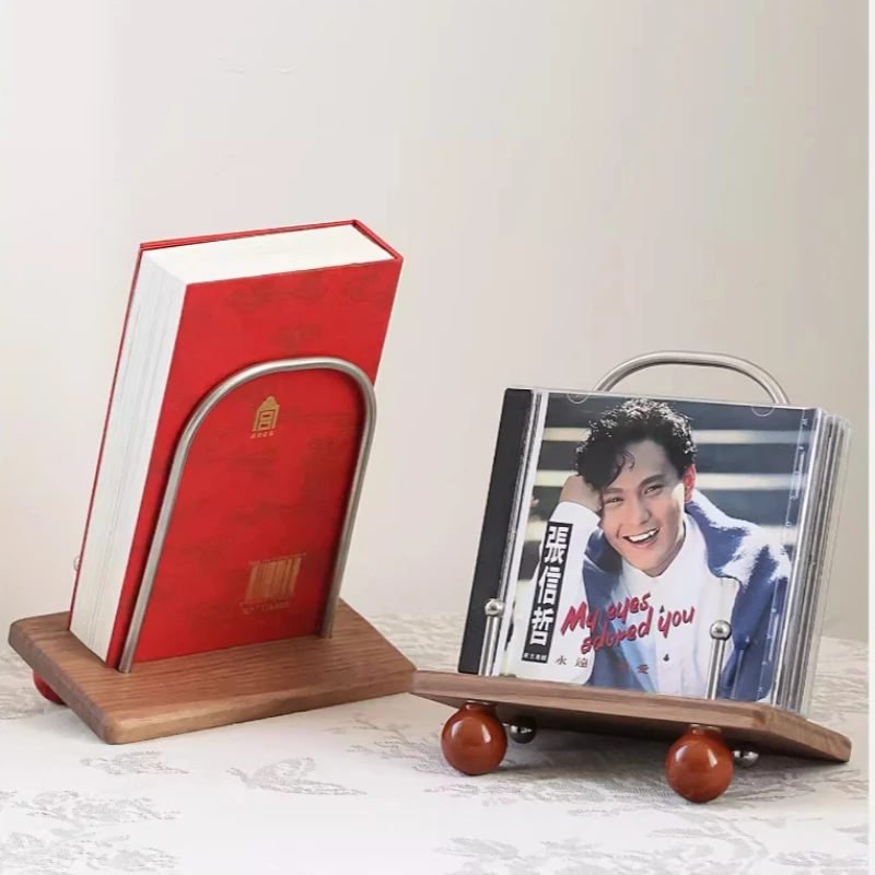 

Walnut Wood Calendar Stand Solid Wood Desktop Display Holder Home CD Organizer Rack Multifunctional Reading Book Stand