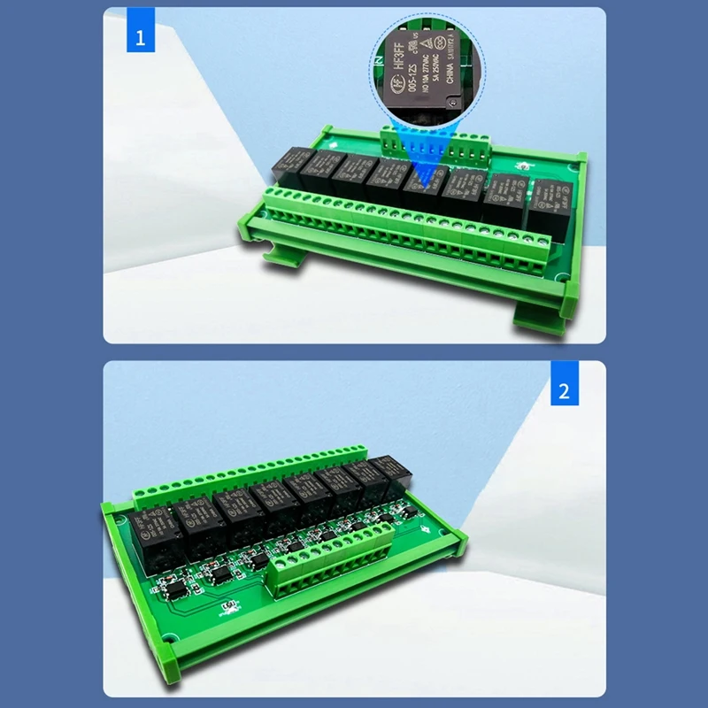 Modulo di controllo relè di isolamento optoaccoppiatore a 8 vie 5V/12V/24V di alto e basso livello scheda amplificatore PLC a Chip singolo