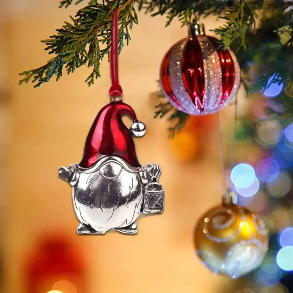 Double-Sided Metal Snowman Pendant Santa Claus Gnomes Solid Pewter Christmas Tree Ornament Printing Decorative