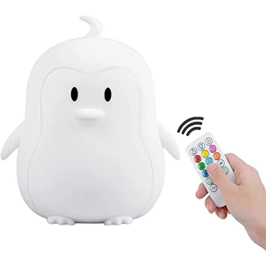 Night Light, LED Cute Silicone Lamp Bedside Lamp, Animal Light - 9 Colors Changing/USB Rechargeable/Remote Control/Dimmable Nig