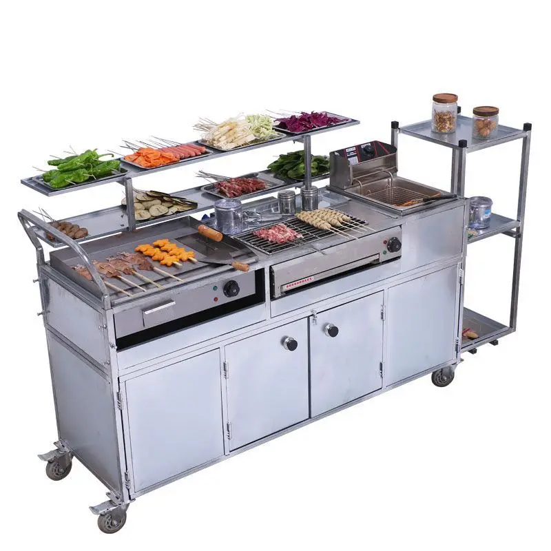 Electric oven fried skewer car, fried snack car integrated multi-functional c