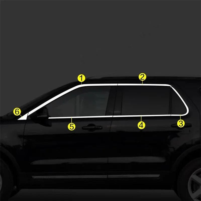 WELKINRY For Ford Explorer U502 5th Generation 2011-2019 Stainless Steel Car Body Door Full Window Whole Frame Trim