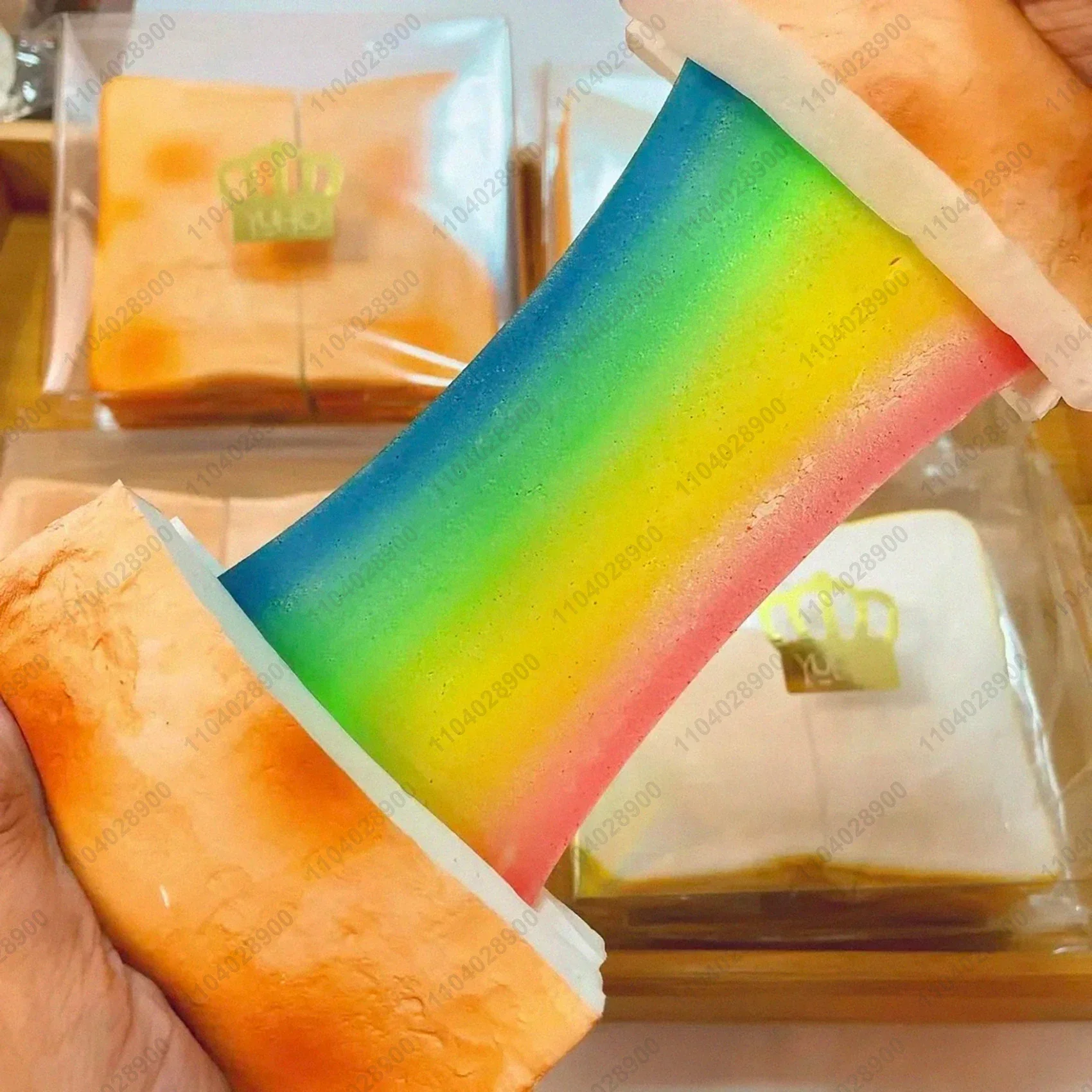 

Rainbow Stringy Toast Slow Rising Squishy Rainbow Bread Slow Rebound Toast Squeeze Toy Relieve Stress Hand Relax Gift Toy