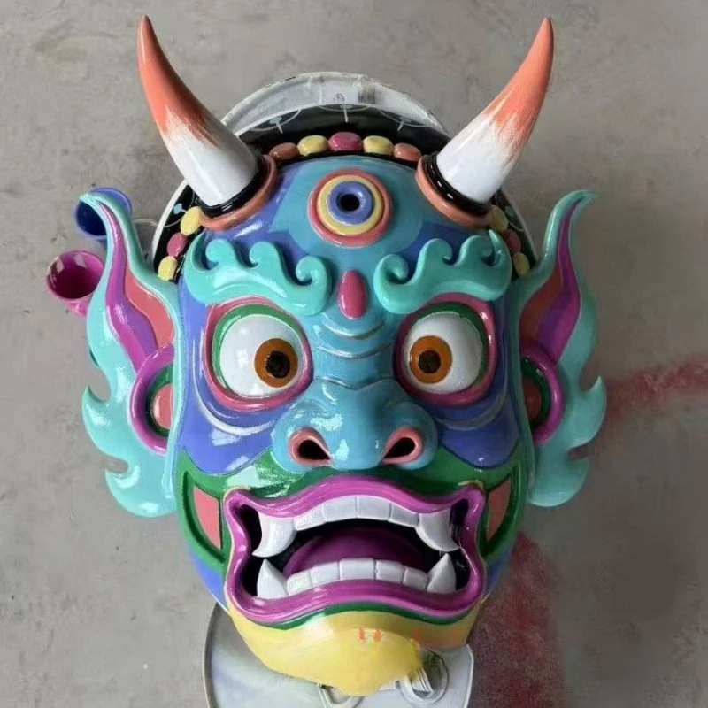 

FRP face mask sculpture cartoon painted Peking Opera ornament