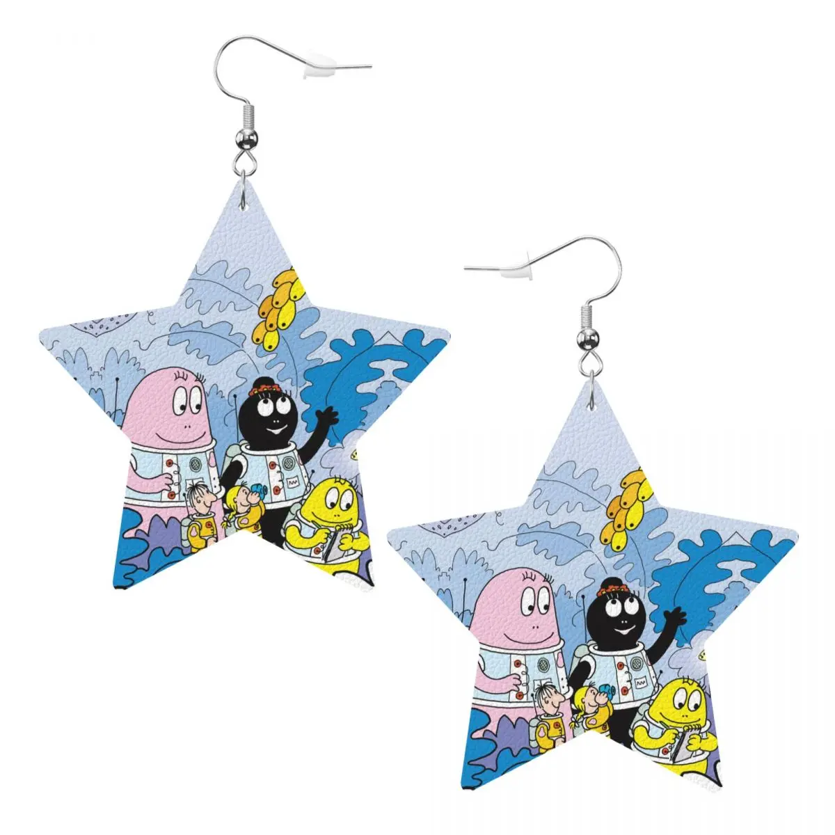 

Custom Drop Dangle Earrings Barbapapa Anime Wallpaper Leather Teardrop Earrings PVC Leather for Gifts Dainty Jewelry