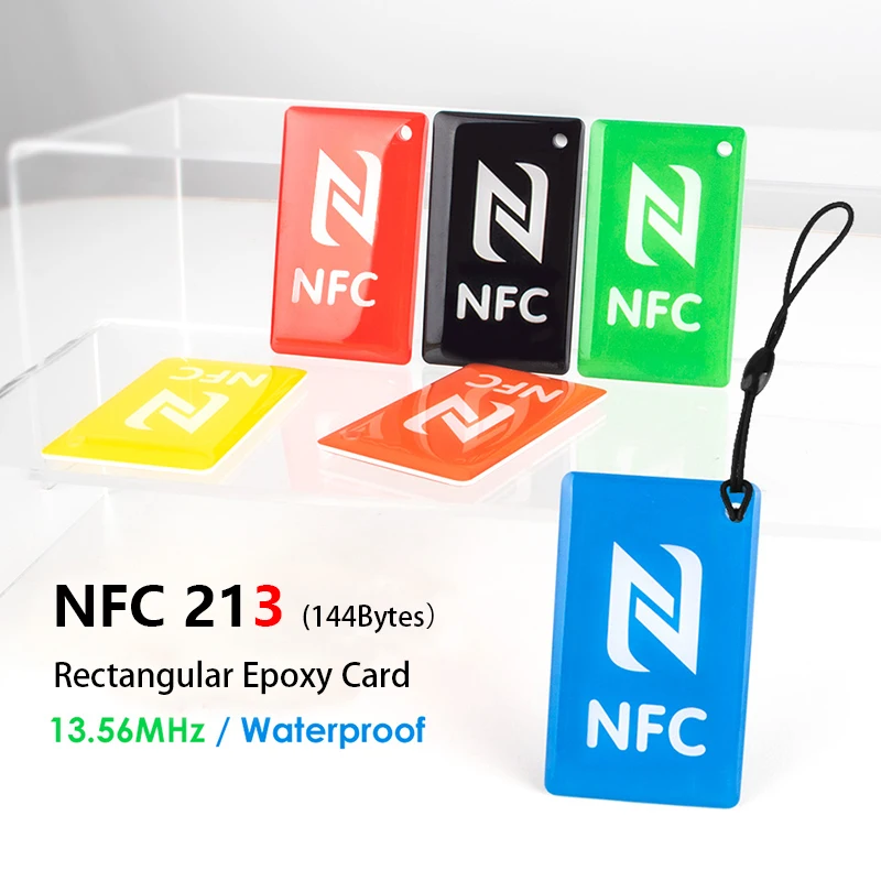 6pcs 13.56MHz ISO14443A NFC Ntag213 Epoxy Resin Tag Rectangular 144 Bytes Ntag 213 Smart Card Lable For All NFC Enabled Phone