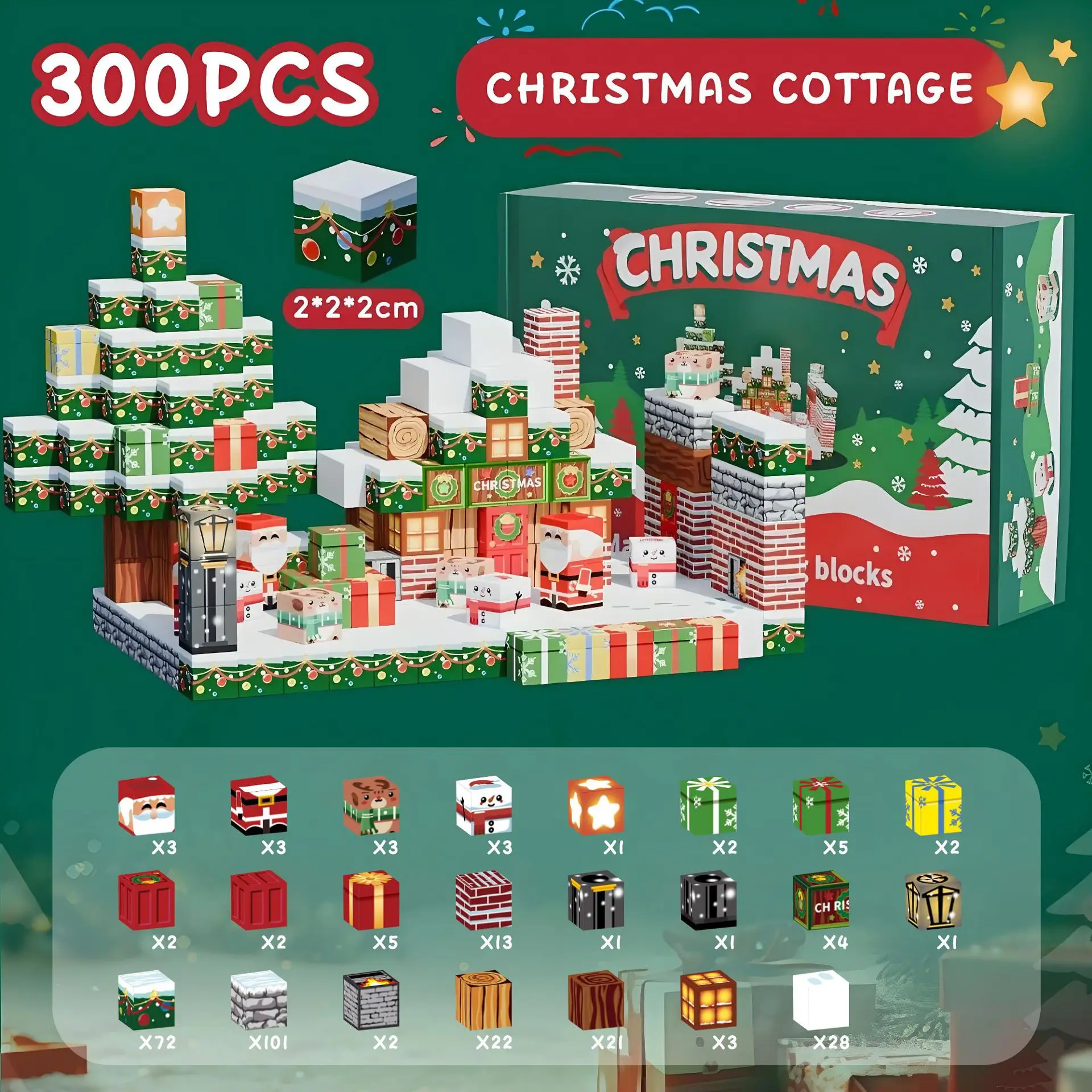 

60-300pcs Christmas Magnetic Blocks-Build Mine Magnet World Set Sensory Construction Toys for kids Gifts