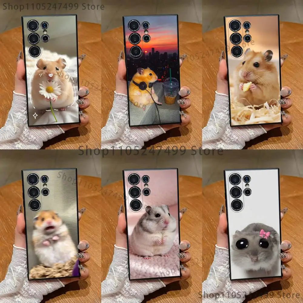

Cute Animal Hamster Phone Case For Samsung S25,S24,S21,S22,S23,S30,Ultra,S20,Plus,Fe,Lite,Note,10 Black Soft Shell