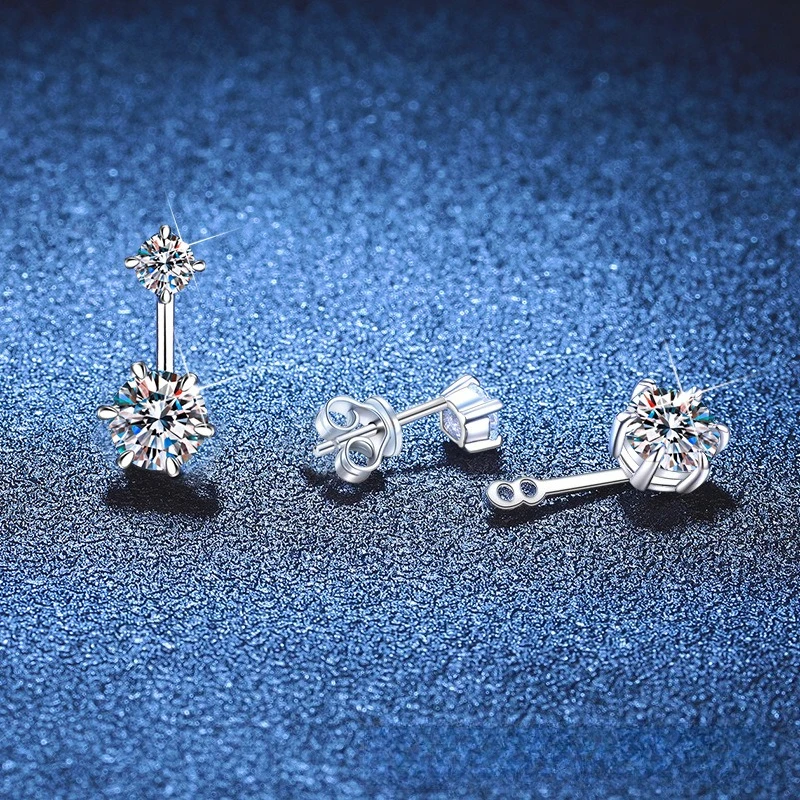 

New Double Wear Moissanite Earrings Platinum PT950 18K Gold Earrings Small, Exquisite, Light Luxury, Fashion Earrings