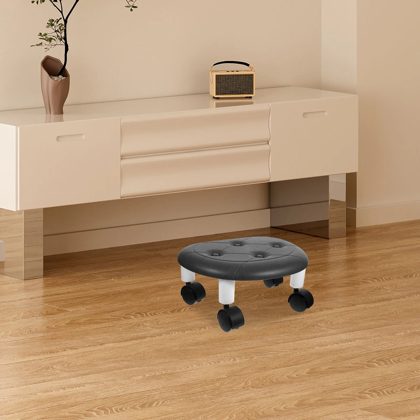 

Portable Low Round Roller Multi-Functional Shoe With Wheels Swivel Foot For Office Bathroom Home Mini Movable Plastic