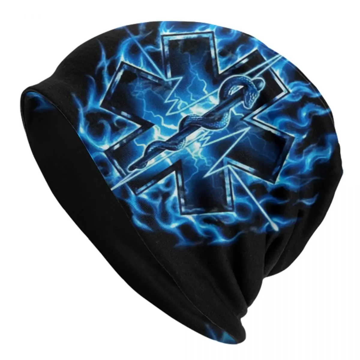 Emt Star Of Life Skullies Beanies Caps Unisex Winter Warm Knit Hat Adult Paramedic Doctor Ambulance Bonnet Hats Outdoor Ski Cap