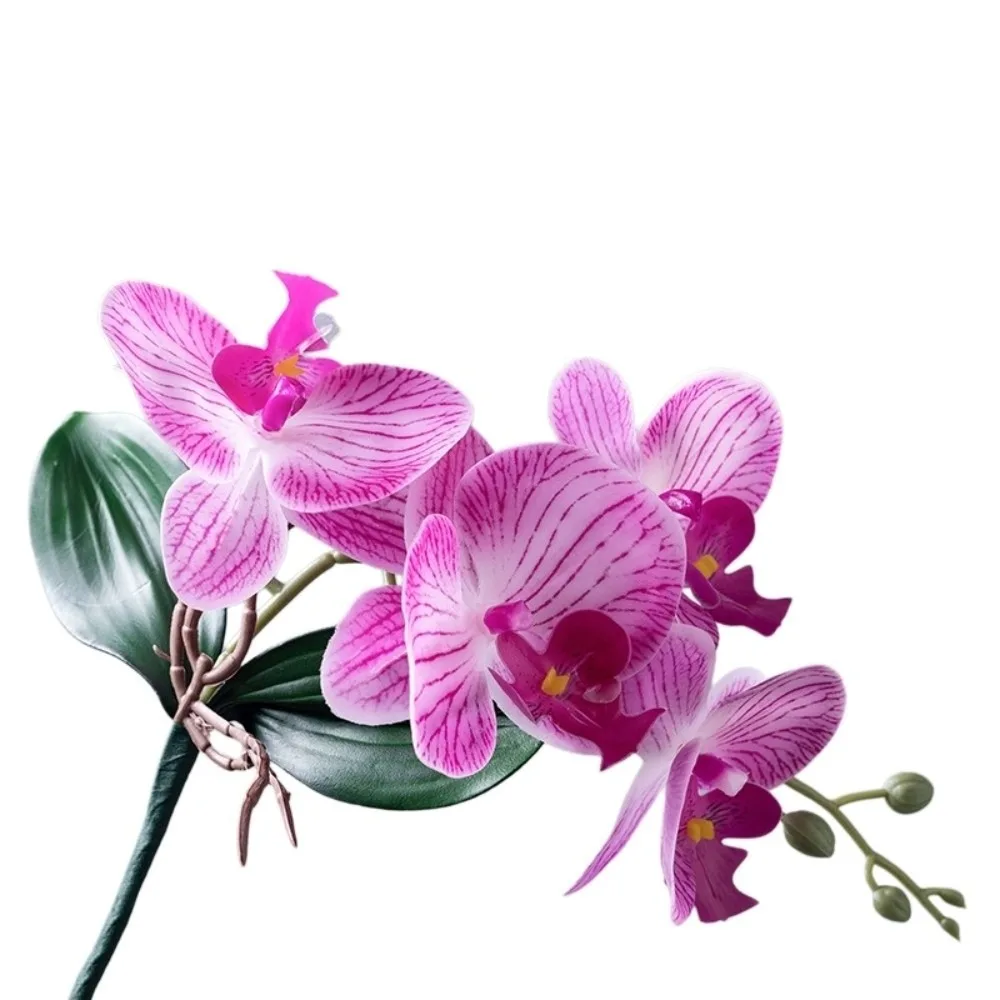 

Vivid Artificial Moth Orchids Cloth with Leaves Simulation Phalaenopsis Plants Realistic Fake Butterfly Orchid Bedroom