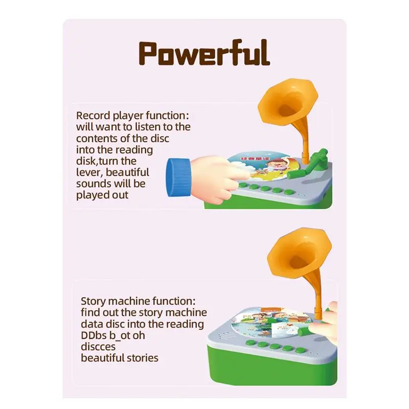 مشغل قصص CYGJ-Kids موسيقى جراموفون مع 96 بطاقة للتعليم المبكر مشغل تسجيلات للأطفال الصغار تعلم الفونوغراف #4