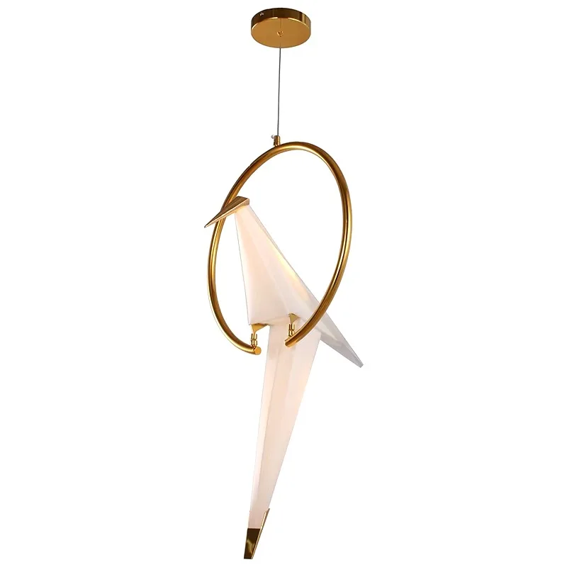 Single pendant led chandelier modern smart origami bird chandeliers ceiling lights lamp gold supplier