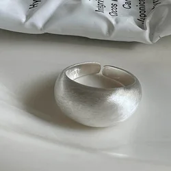 Silver Color Solid Matte Brushed Matt Chunky Satin Ring for Women Modern Minimalist Open Ring Jewelry Accessory