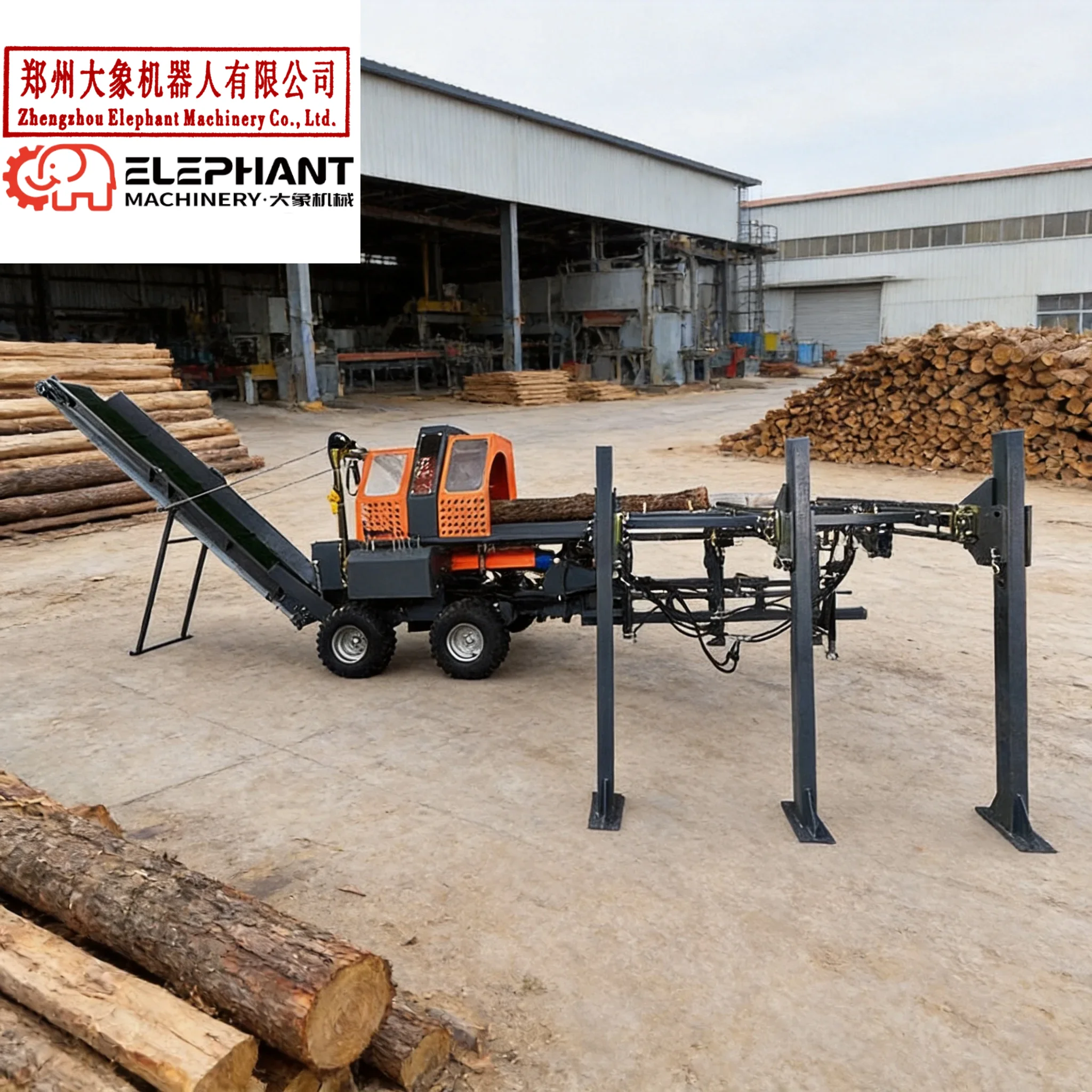 Customized Professional 45T Firewood Processor With 27HP Diesel/Gas/Electric Engine And Hydraulic Log Lift For Industrial Timber