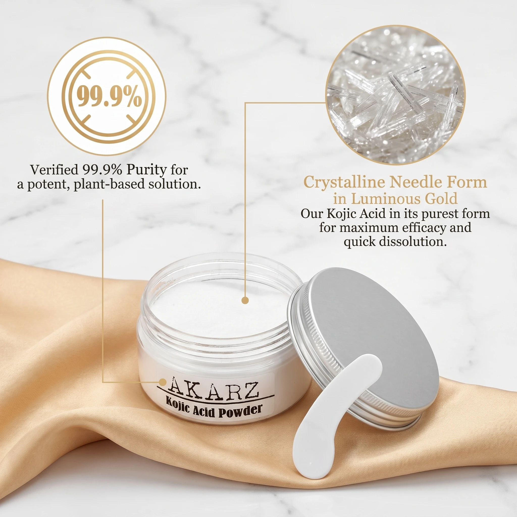 Pure 99.9% Kojic Acid Face cream serum AKARZ Derivatives Inhibiting Melanin Double whitening cream Stability
