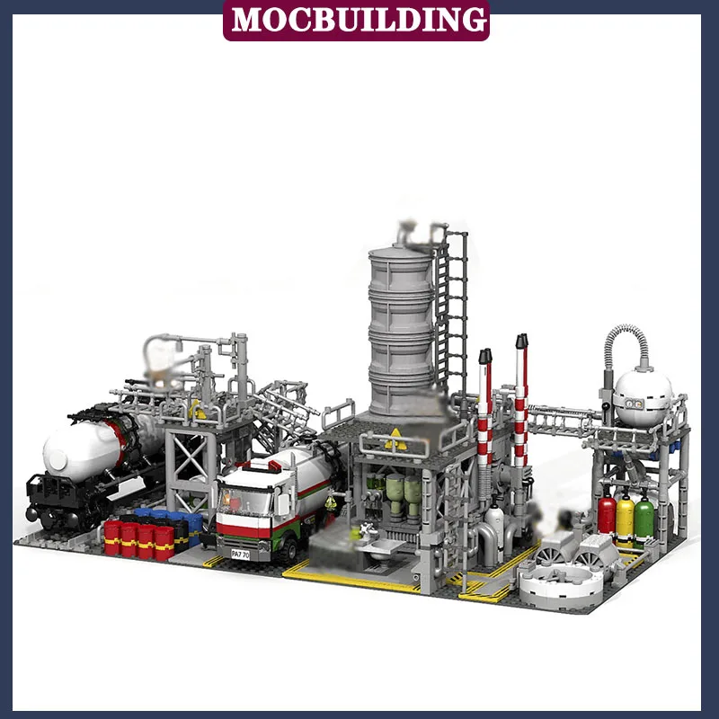 Urban Construction Train Industrial Model Building Block Assembly Chemical Plant Truck TranSport Vehicle MOC Collection Toys