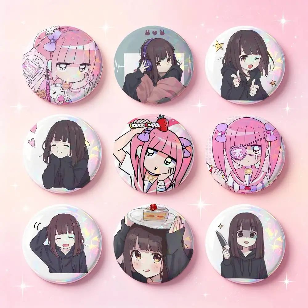 Cute M-Menhera C-Chan Girl Badges 25 32 44 58 75 Mm Round Cosplay Pin Bag Decor Fans Collect Friends Gifts Brooch Souvenir