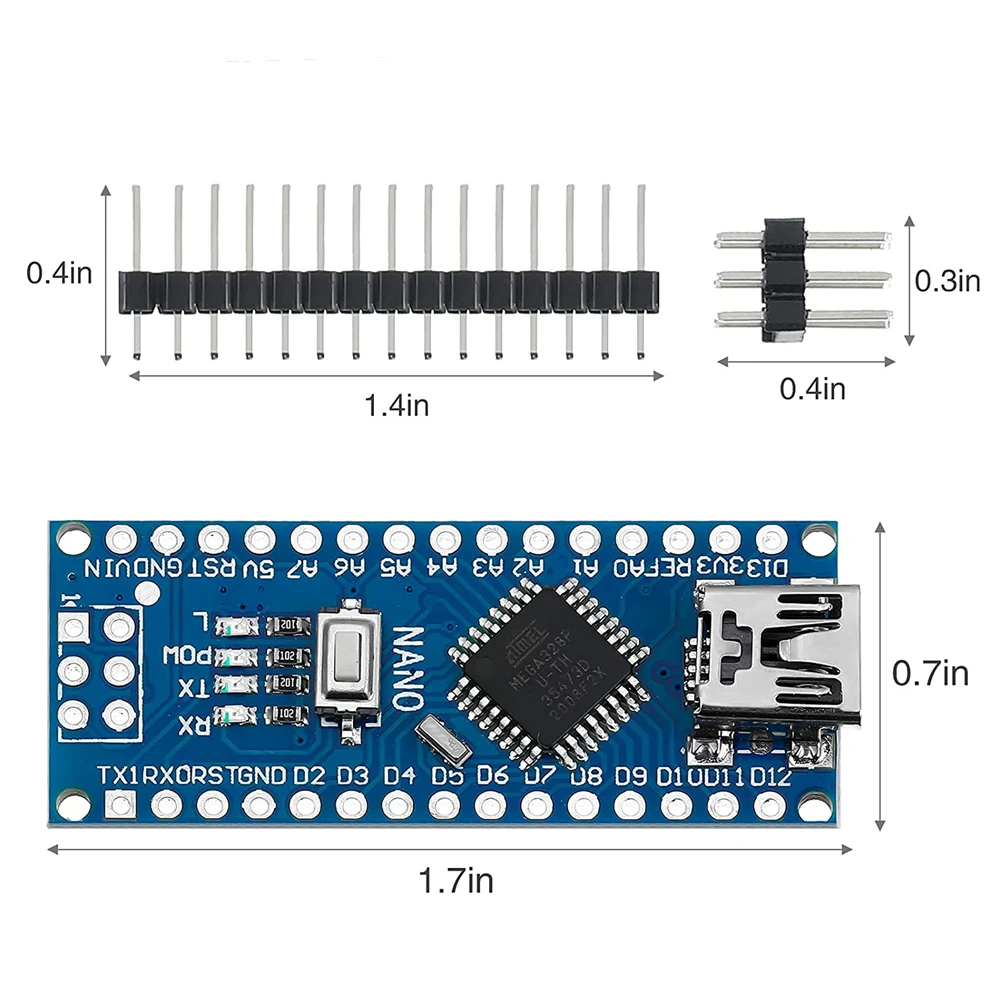 Nano 3.0 Mini Type-C Micro USB Met de bootloader compatibele Nano-controller voor Arduino CH340 USB-driver 16Mhz ATMEGA328P