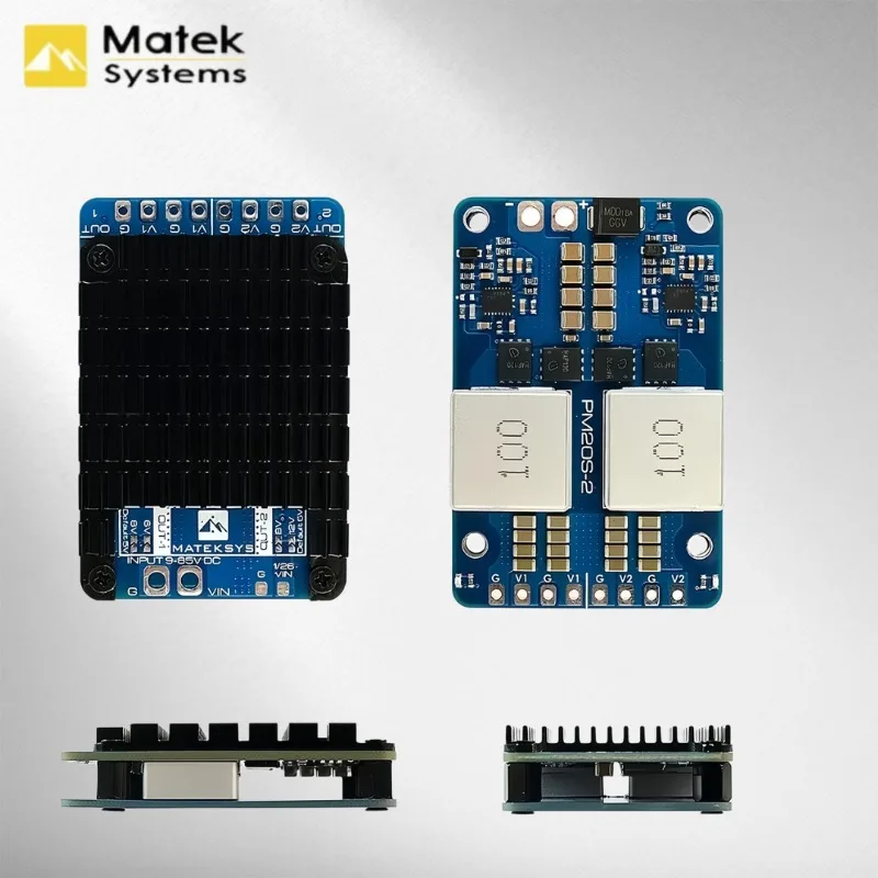

Модуль питания MATEK MATEKSYS PM20S-2 с двумя независимыми понижающими регуляторами напряжения 9V-85V DC IN 4-20S Lipo для RC FPV дронов