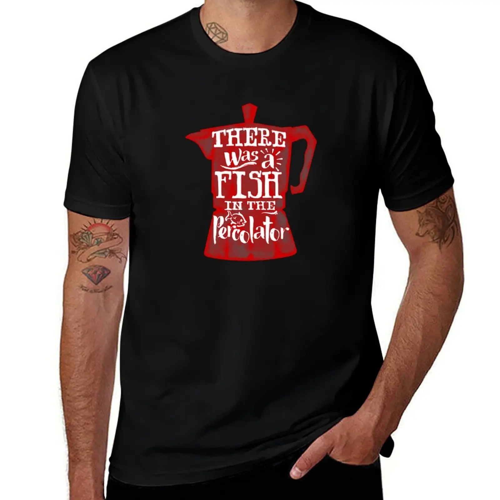 

Twin Peaks There Was A Fish In The Percolator Vintage Coffee Print T-Shirt sports fans cotton t shirt men