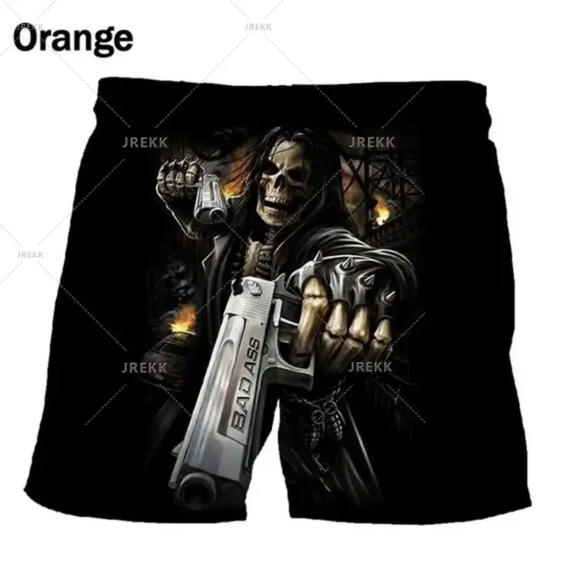 Grim Reaper Men's Shorts Skull Beach Shorts 3D Printed Swim Trunks Summer New Men's Shorts Fashion Oversized Men's Clothing