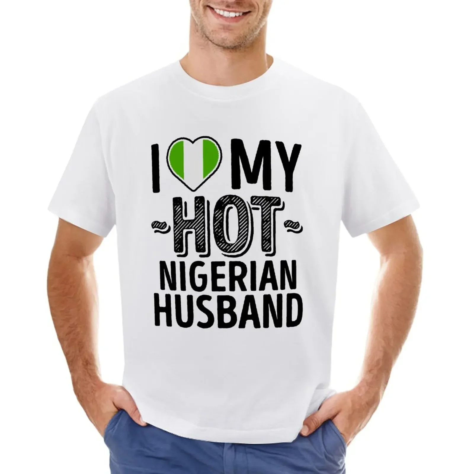 I Love My HOT Nigerian Husband - Cute Nigeria Couples Romantic Love T-Shirts & Stickers T-Shirt oversizeds t shirts men